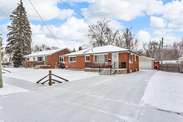 single story home with a garage