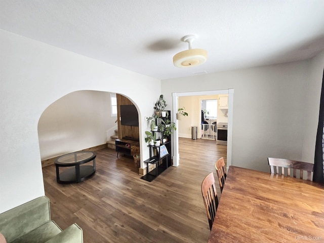 hallway featuring dark hardwood / wood-style flooring and plenty of natural light