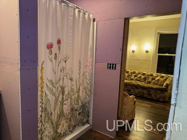 bathroom featuring hardwood / wood-style floors