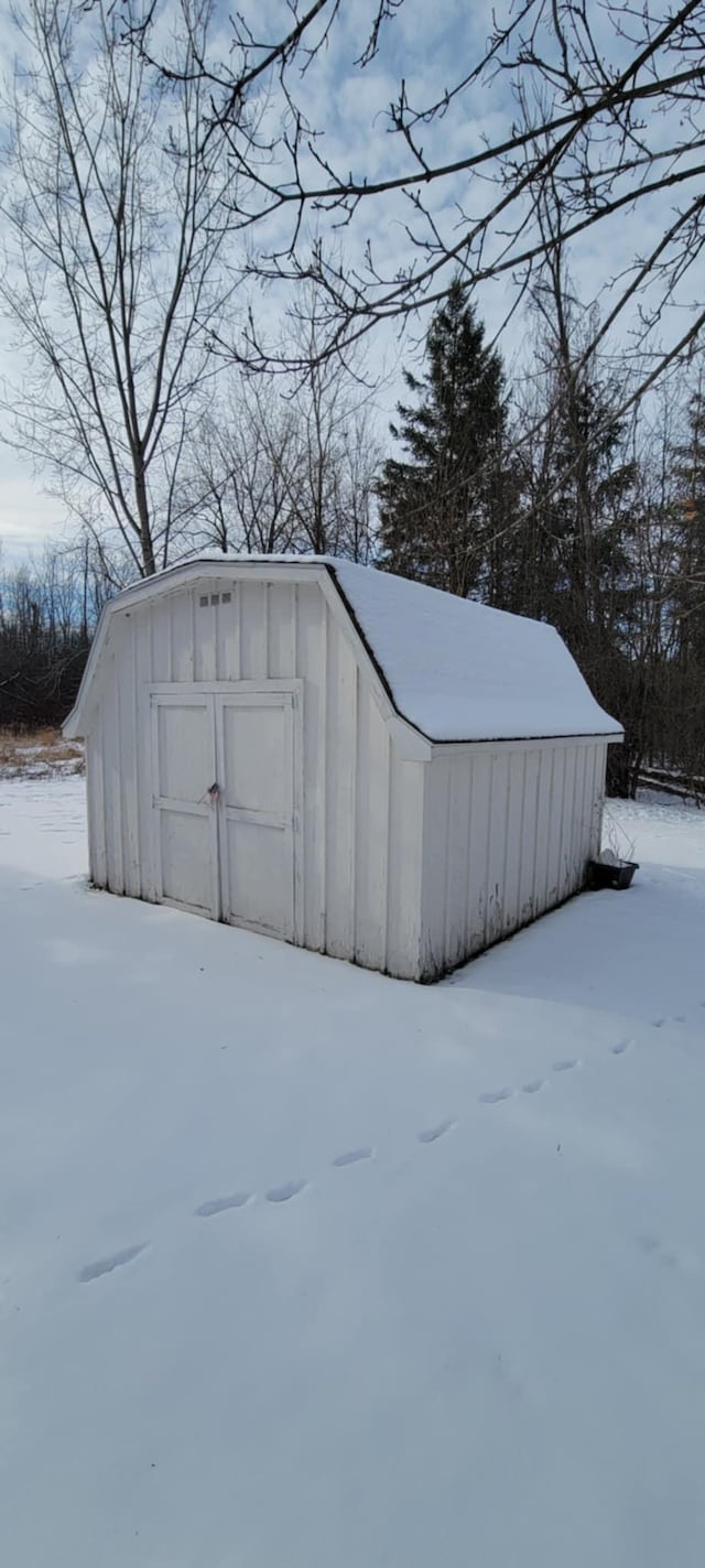 view of snow covered structure