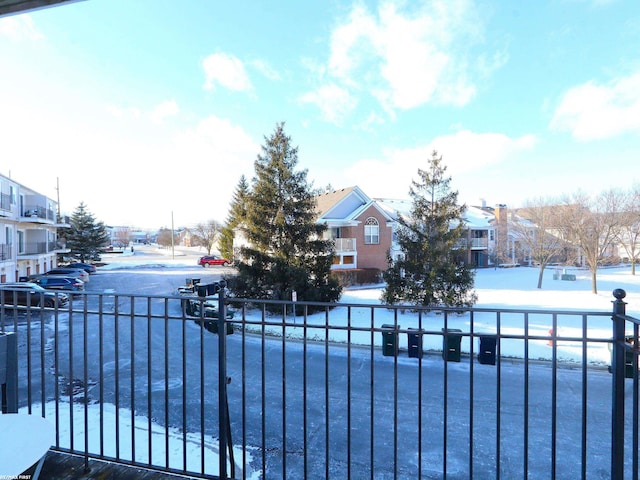 view of snow covered pool