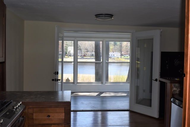 kitchen featuring dark hardwood / wood-style floors and stainless steel appliances