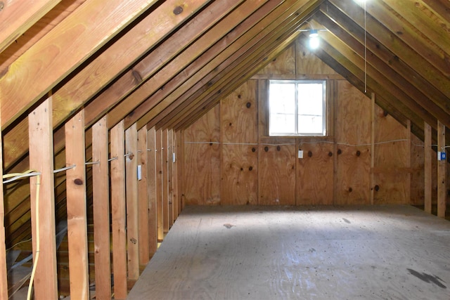 view of unfinished attic