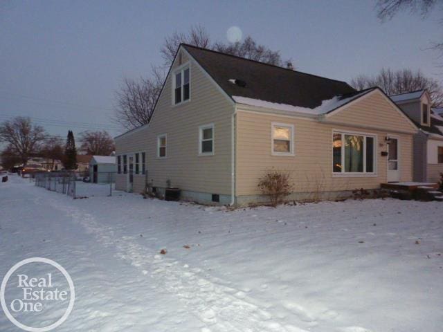 view of snowy exterior