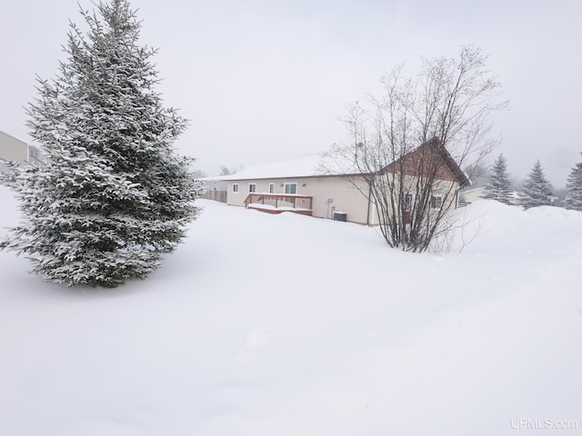 view of yard covered in snow