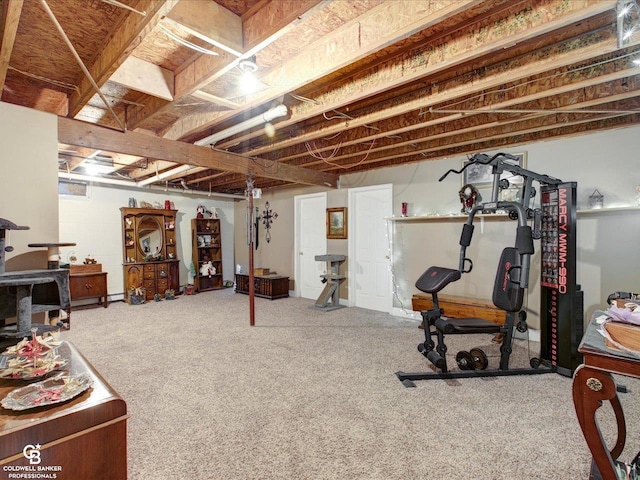 exercise area with carpet floors