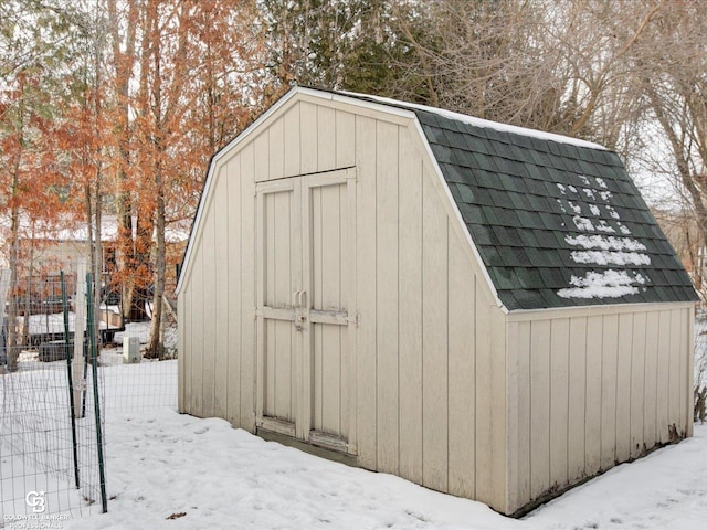 view of snow covered structure