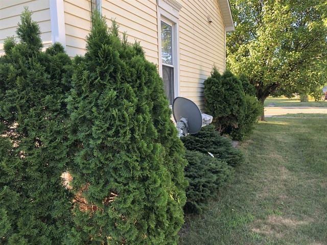 view of home's exterior with a yard