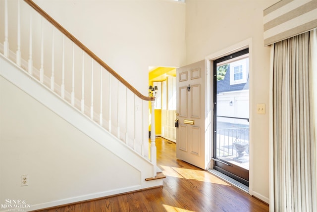 entrance foyer with light hardwood / wood-style flooring