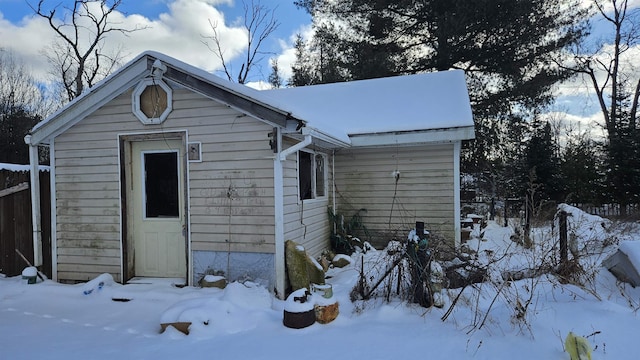 view of snow covered property