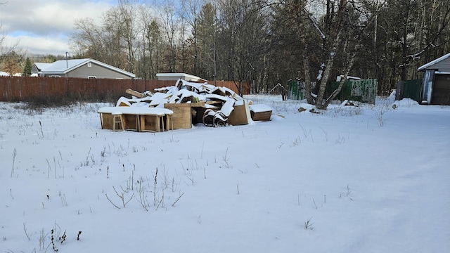 view of yard covered in snow