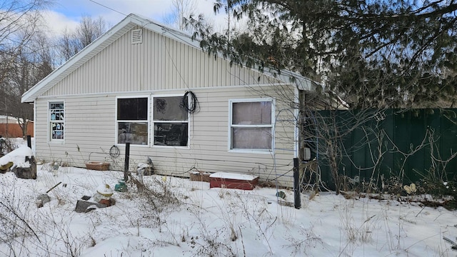 view of snow covered property