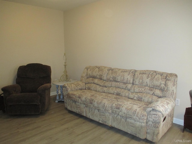 sitting room with wood-type flooring