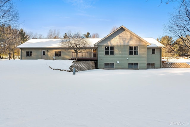 view of snow covered property