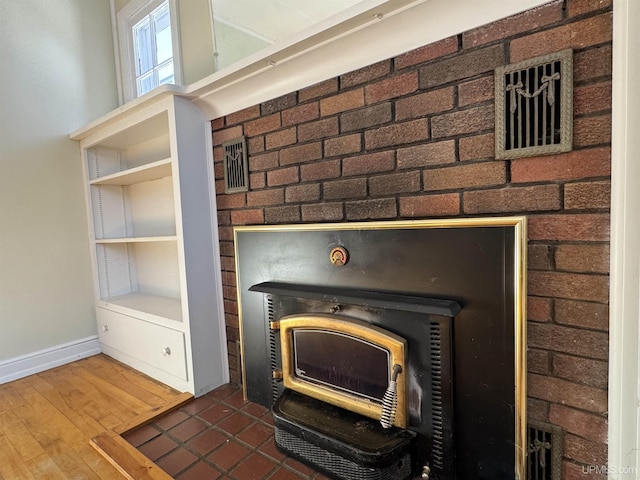 details featuring a wood stove