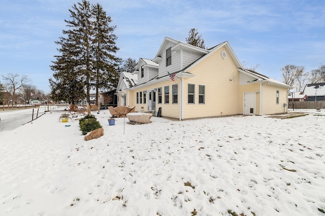 view of snow covered exterior