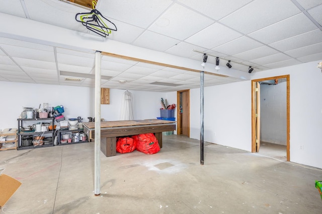 basement with a drop ceiling