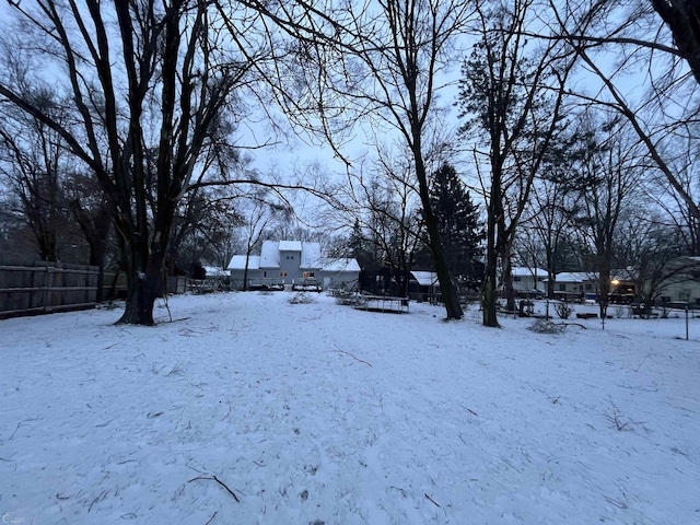 view of yard covered in snow