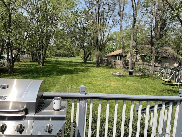 view of yard with a playground