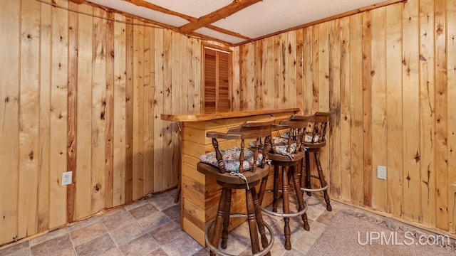 bar featuring wooden walls