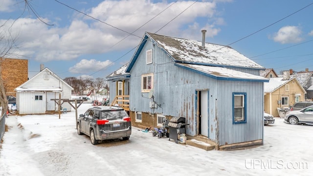 view of snow covered exterior