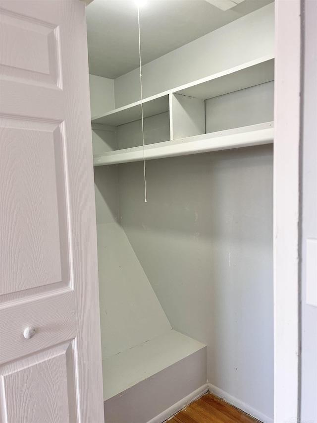 mudroom featuring wood-type flooring