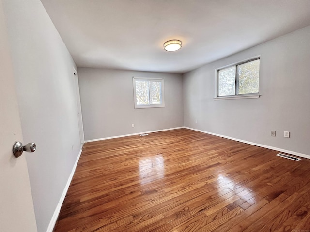 empty room featuring a wealth of natural light and wood-type flooring