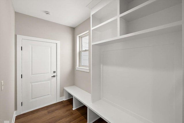 mudroom featuring dark hardwood / wood-style flooring