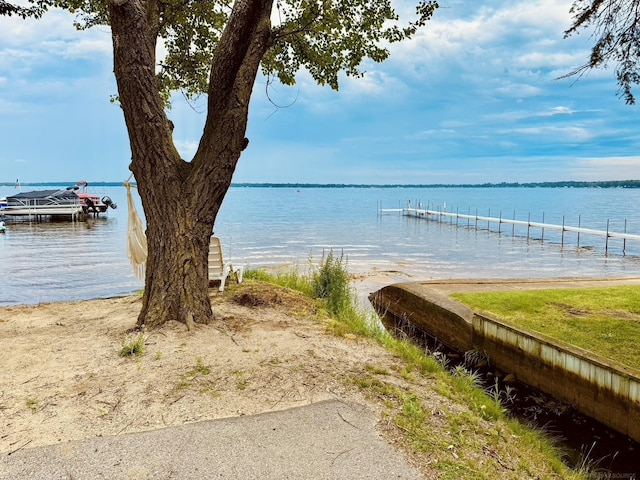 dock area featuring a water view