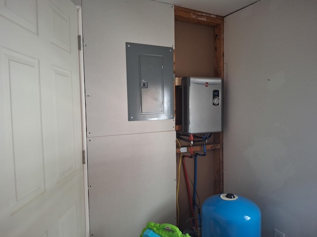 utilities featuring electric panel and water heater