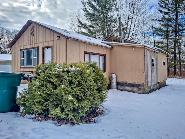 view of snow covered exterior