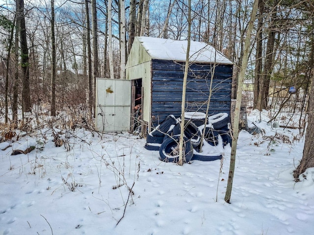 view of snow covered structure