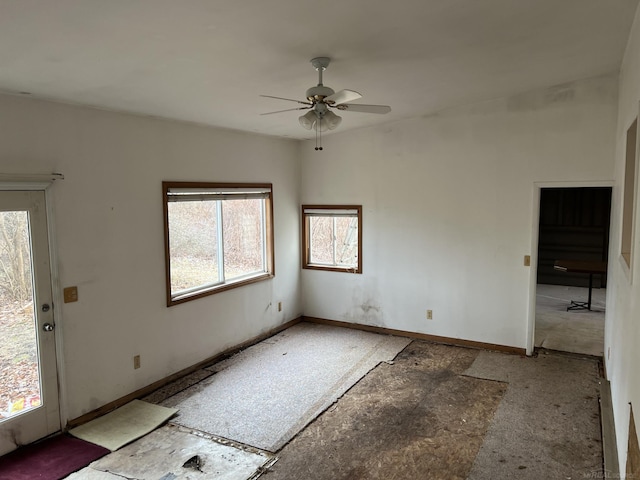 foyer with ceiling fan