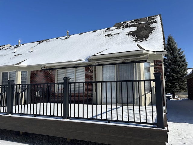 view of snow covered property