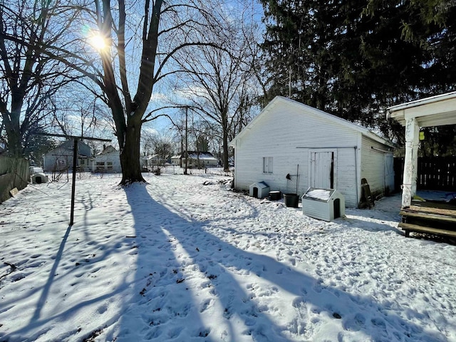 view of yard covered in snow