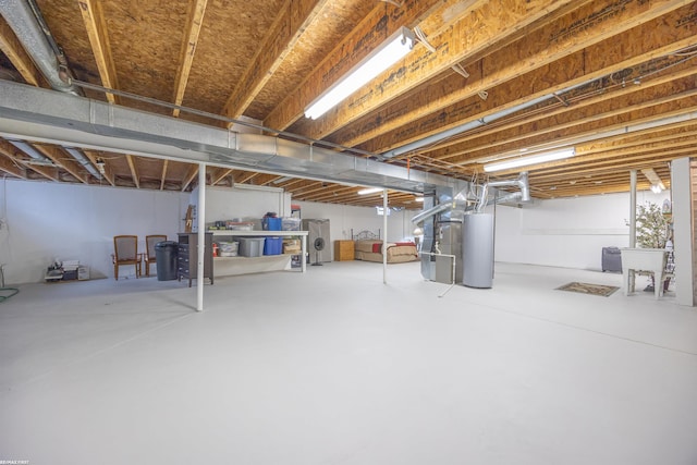 basement featuring gas water heater