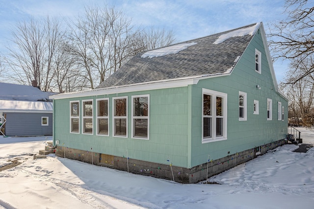 view of snow covered exterior