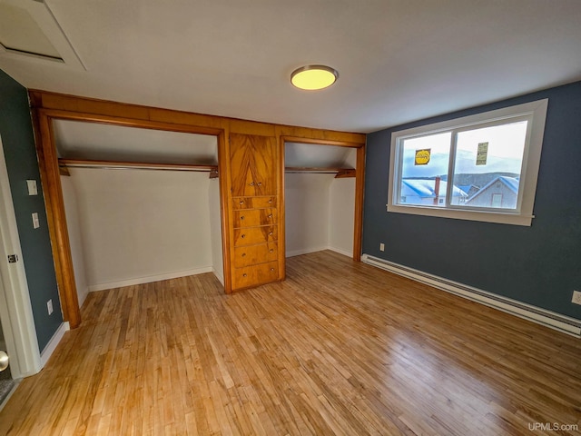 unfurnished bedroom featuring light hardwood / wood-style flooring