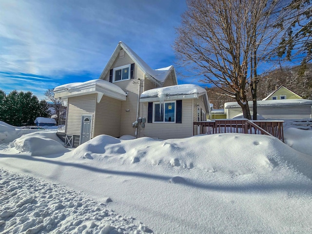 view of snow covered exterior