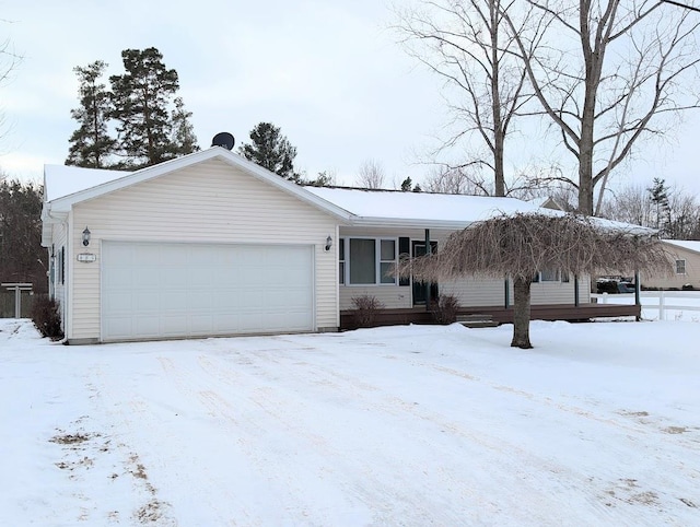 single story home with a garage