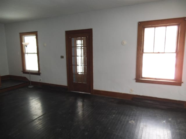 entryway featuring plenty of natural light and dark hardwood / wood-style floors