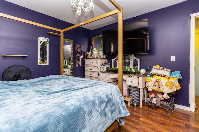 bedroom featuring dark hardwood / wood-style flooring