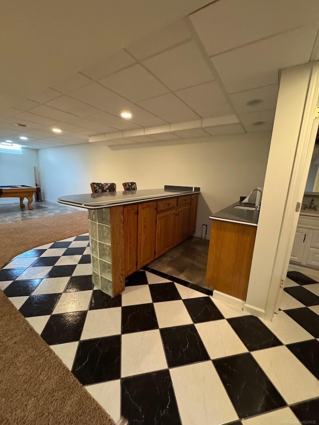 kitchen featuring sink and pool table