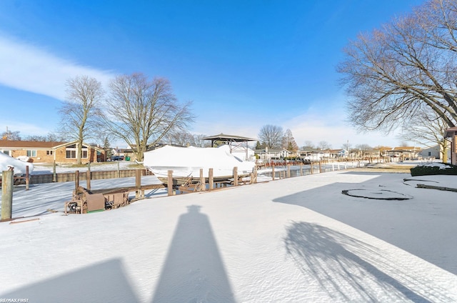 view of yard covered in snow