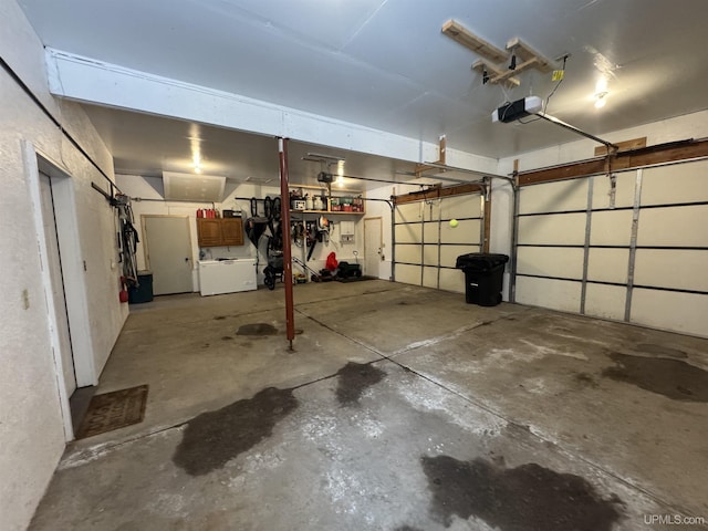 garage with a garage door opener