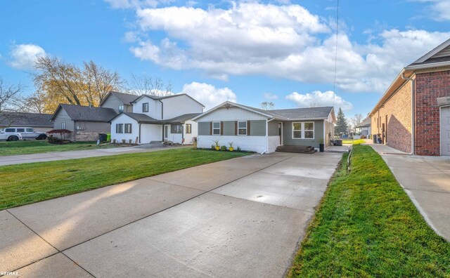 view of front of home with a front yard