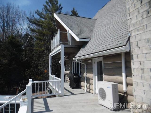 wooden deck with ac unit