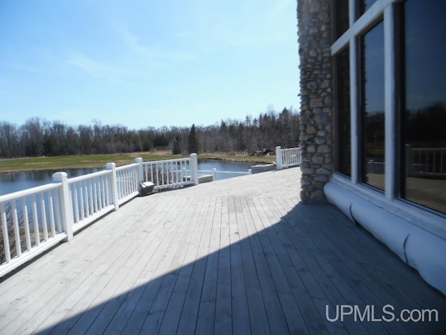 deck with a water view