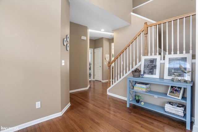 interior space with dark hardwood / wood-style floors