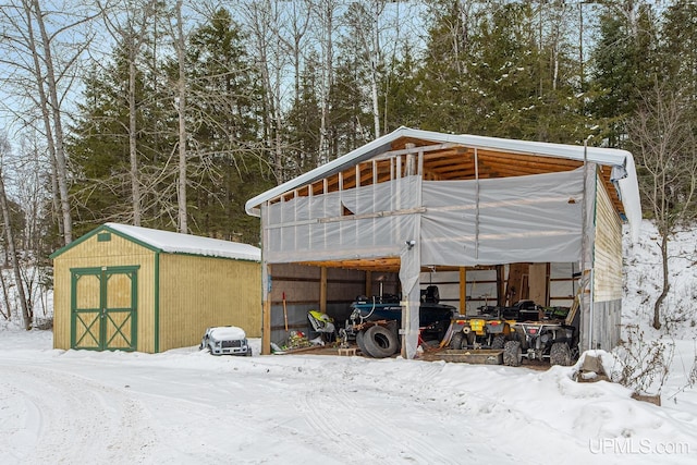 view of snow covered structure